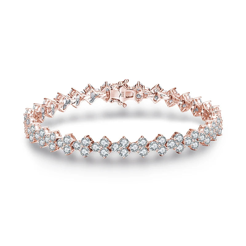 Rose Gold Tennis Bracelet Diamond on a white background to showcase its design