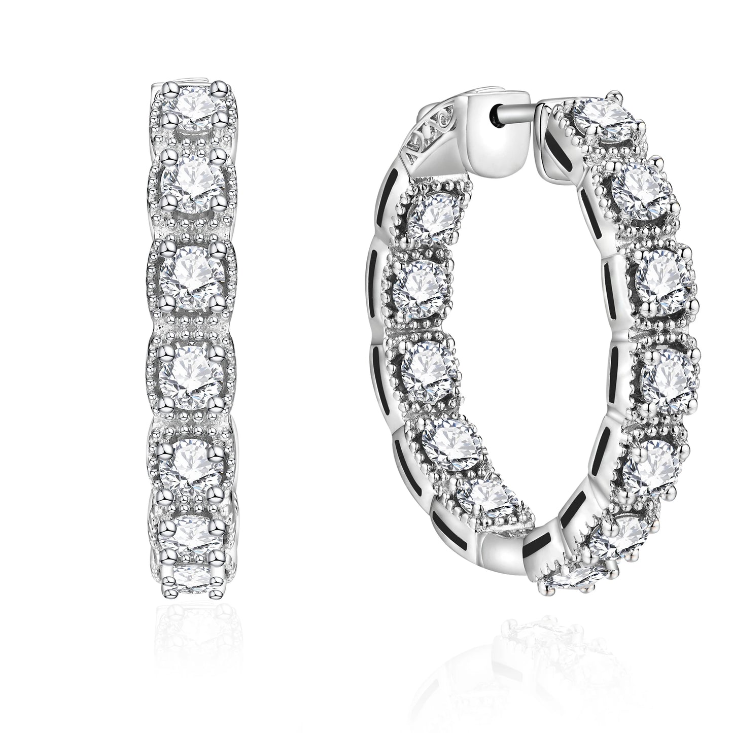 minimalist silver moissanite earrings for effortless elegance.