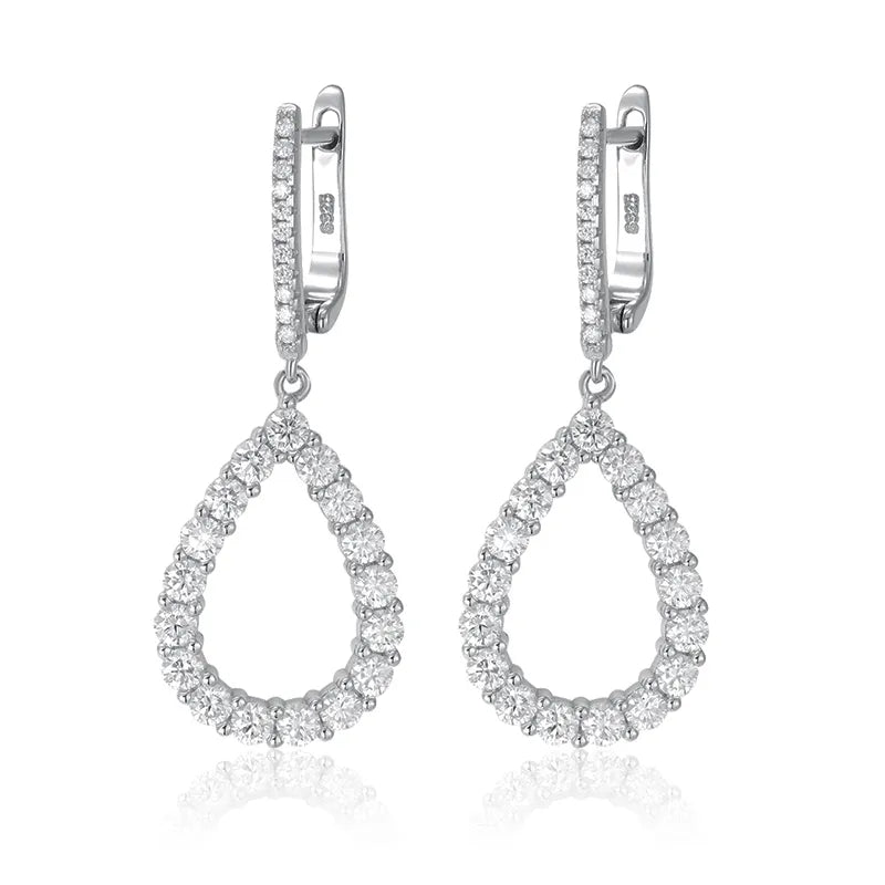 silver moissanite earrings elegant drop earrings with multi small moissanite stones gram moissanite for a refined look