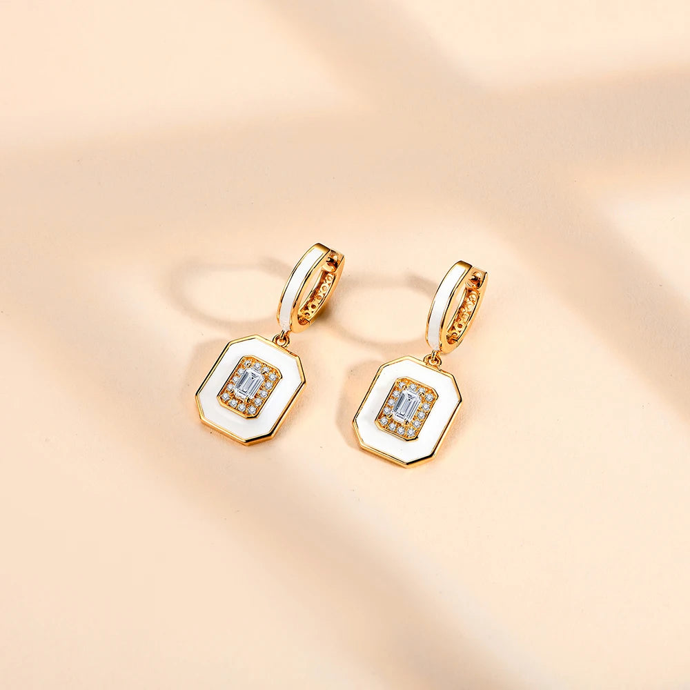 gold moissanite earrings stylish white drop with main middle moissanite stone surrounded by smaller moissanites infinity diamond jewellery for timeless beauty