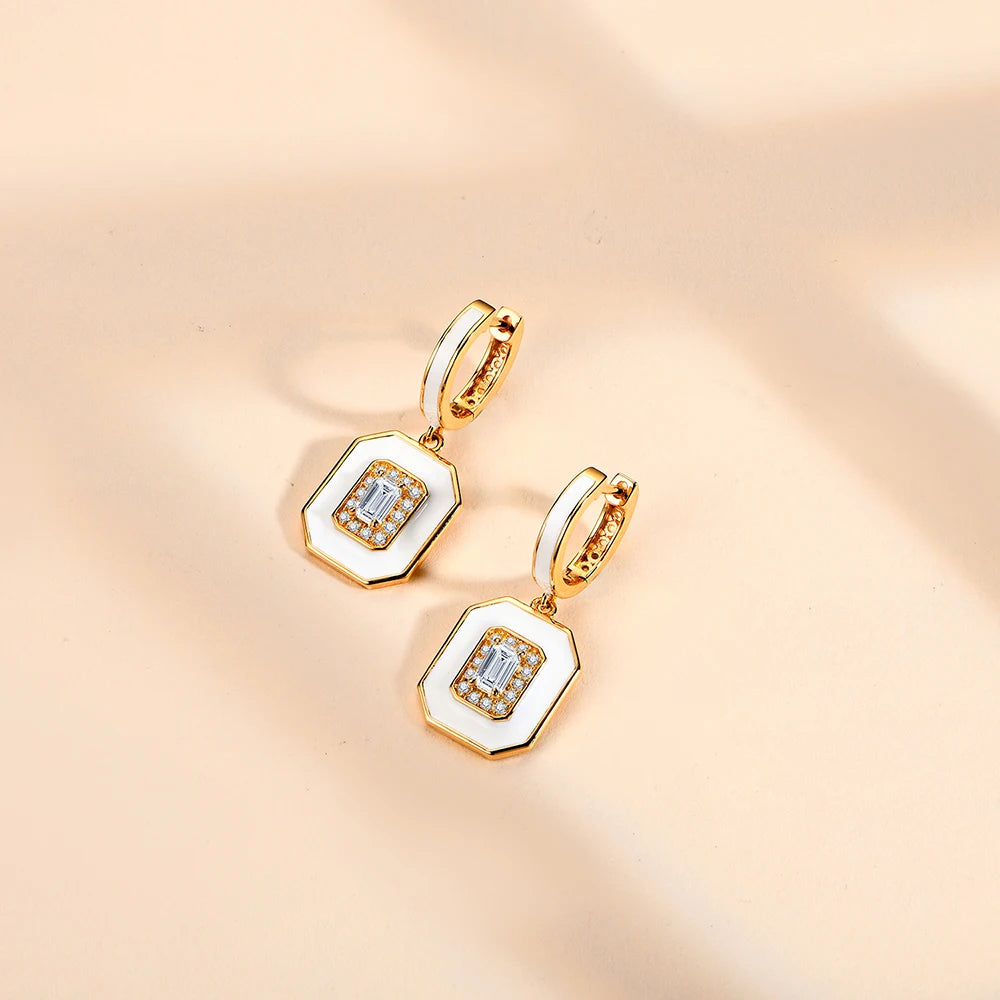 gold moissanite earrings graceful white drop with main middle stone surrounded by smaller stones infinity jewelry for an exquisite statement piece