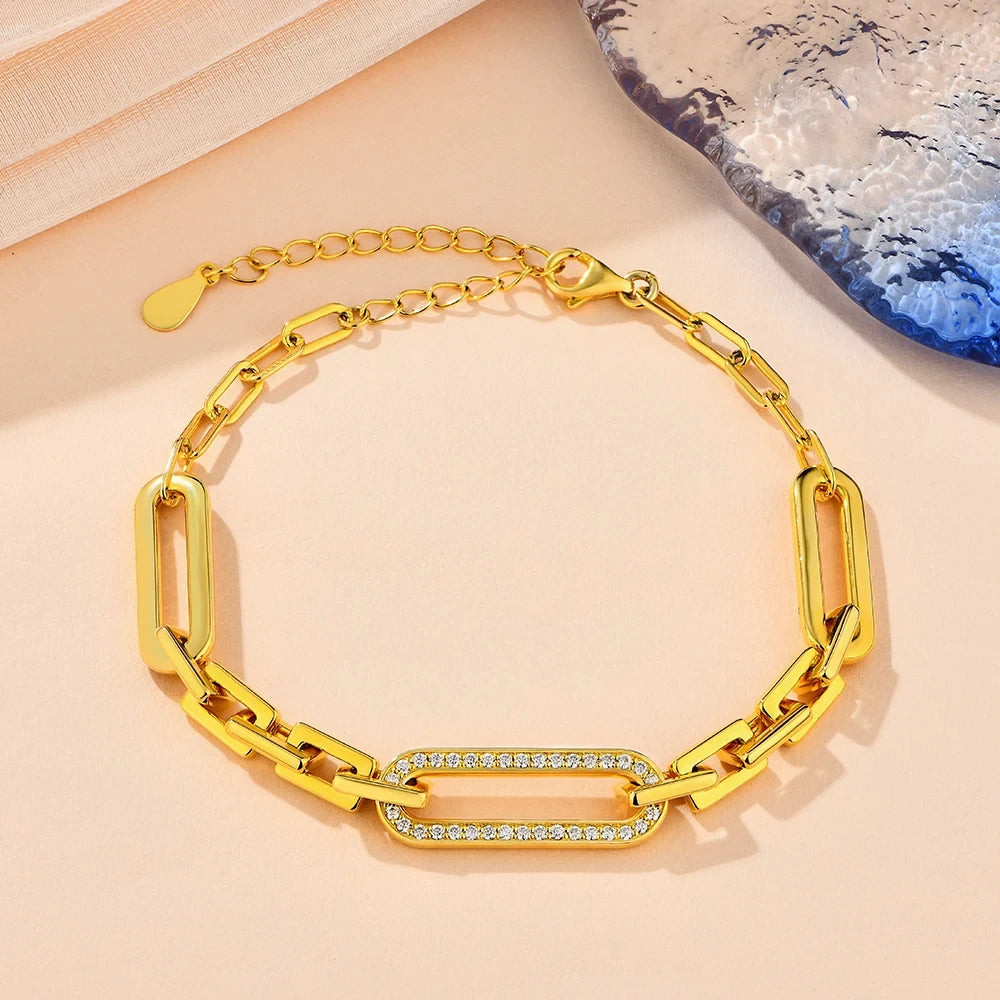Close up of diamond bracelet with moissanite stones