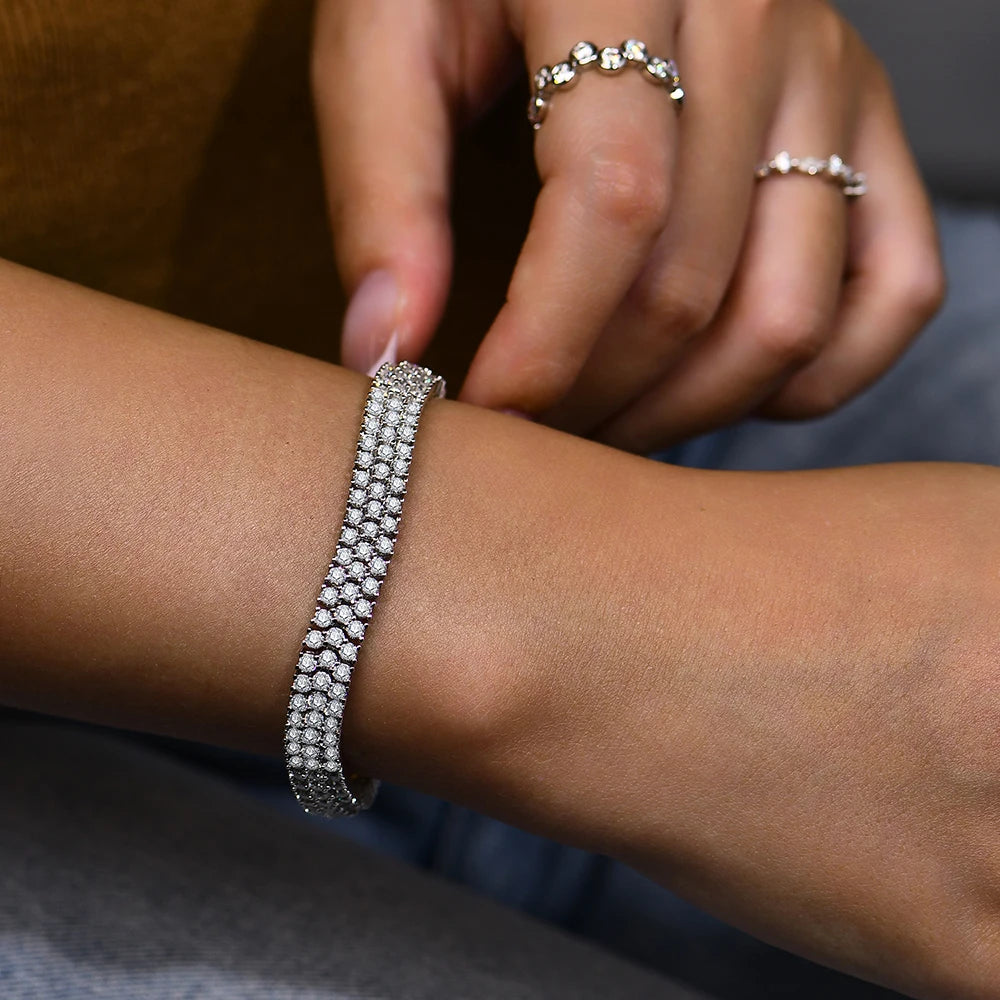 Triple strand tennis bracelet diamond