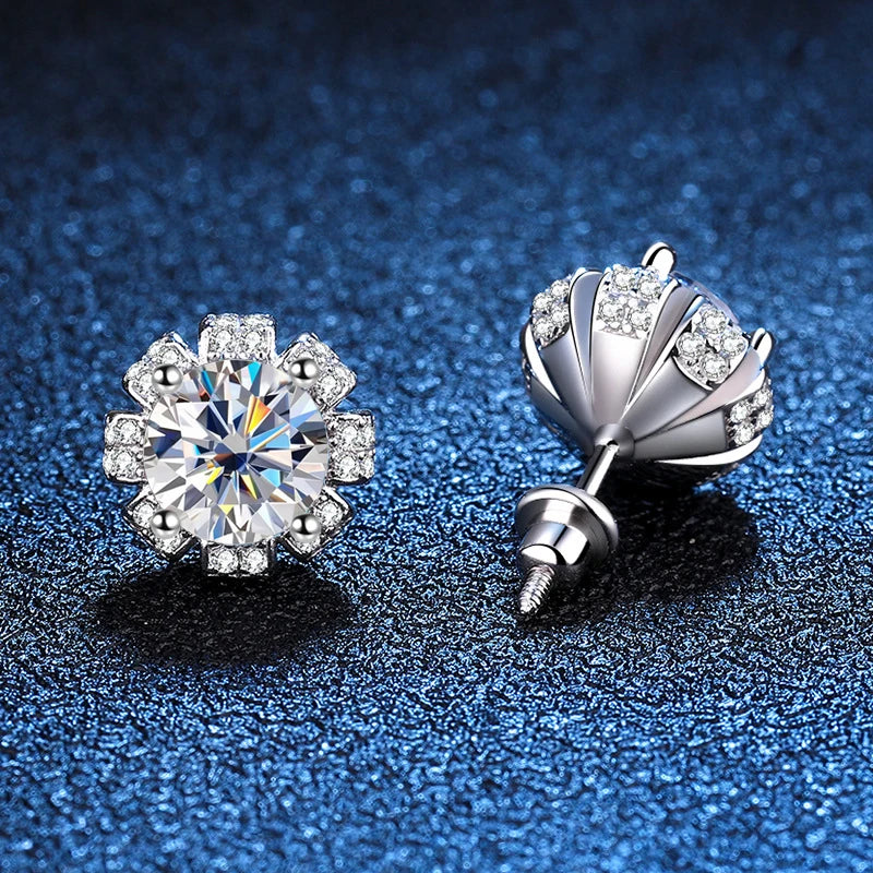 silver moissanite earrings round cut brilliant sparkle for elegant everyday wear