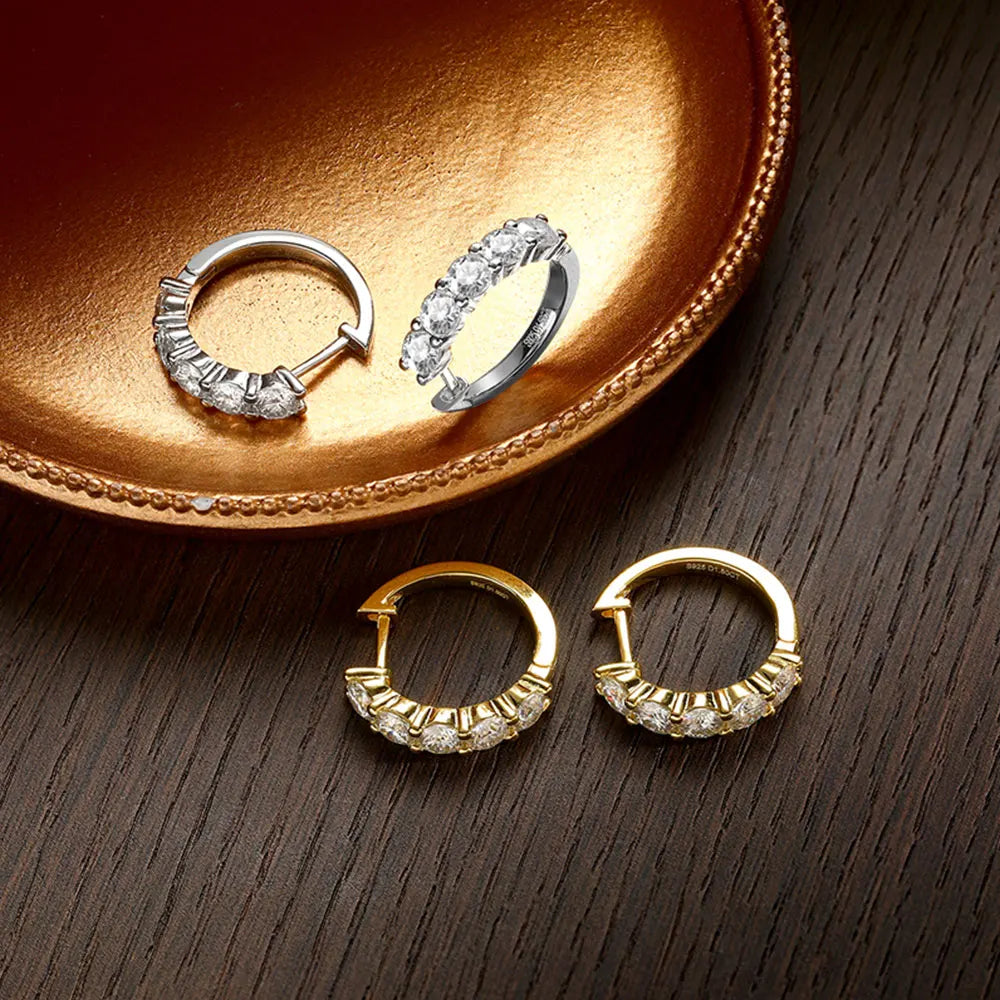 silver moissanite earrings transformed into minimalist hoops gram moissanite for a stylish yet subtle design