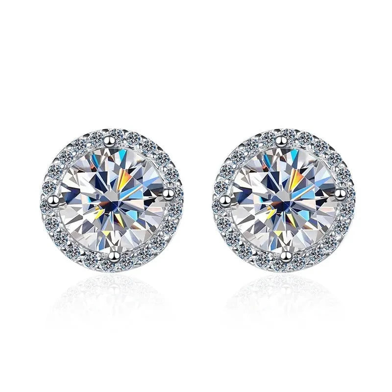 silver stud moissanite earrings