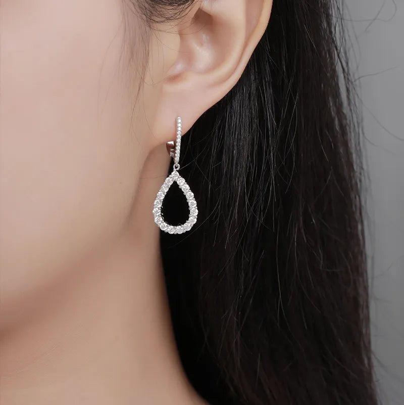 silver moissanite earrings stylish drop earrings with multi small moissanite stones infinity diamond jewellery for everyday eleganc
