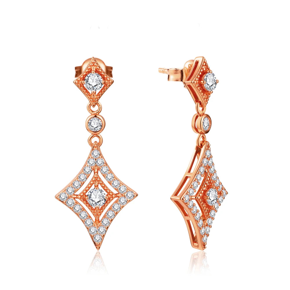 Classic moissanite drop earrings for women, ideal for formal events and special occasions.