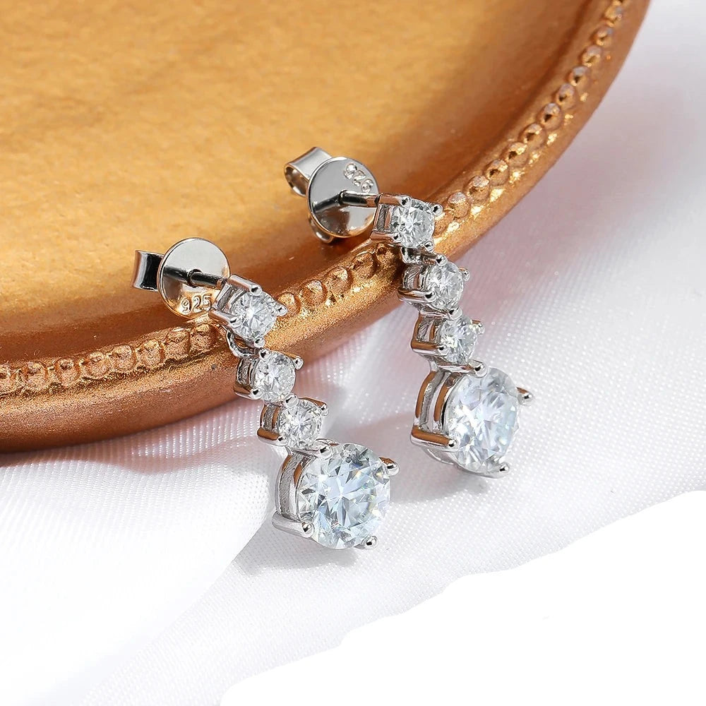 silver moissanite clip earrings featuring brilliant stones infinity diamond jewellery for a sophisticated look
