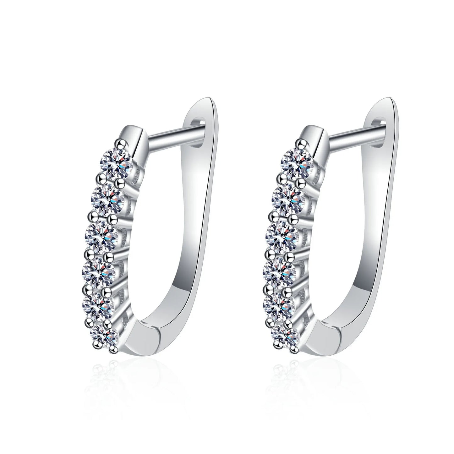 Sophisticated moissanite clip-on stud earrings, perfect for non-pierced ears.
