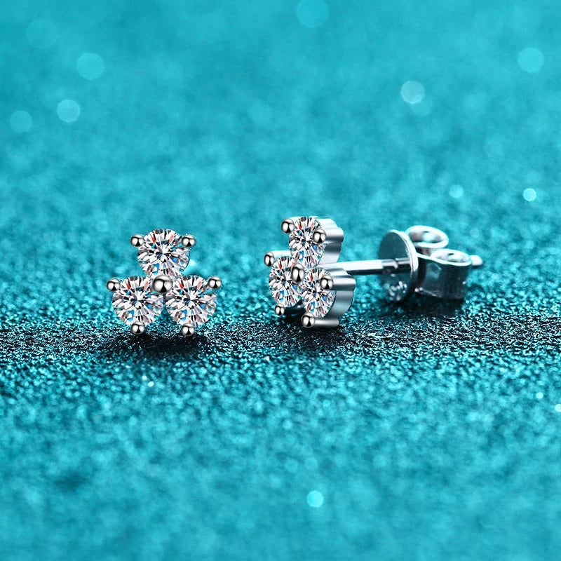 silver moissanite earrings incorporating three moissanite stones infinity jewelry for nature-inspired beauty