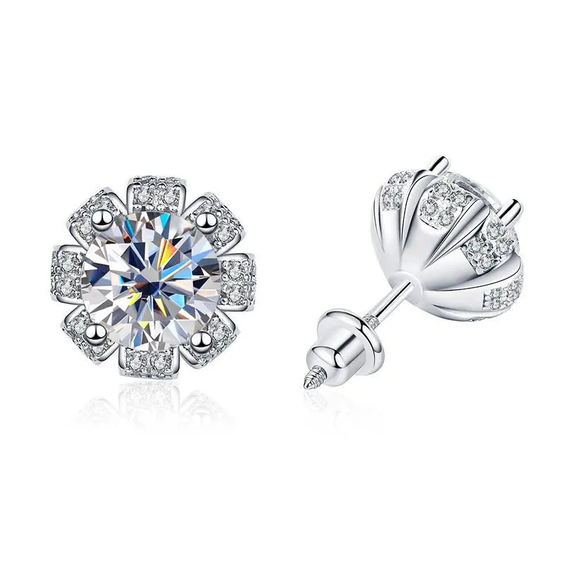 bloomed rosebud moissanite stud earrings - oxford jewellery™