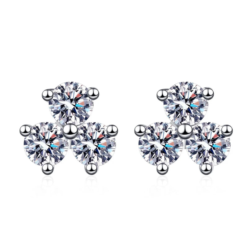 britannia tri-stone cascade moissanite earrings - oxford jewellery™