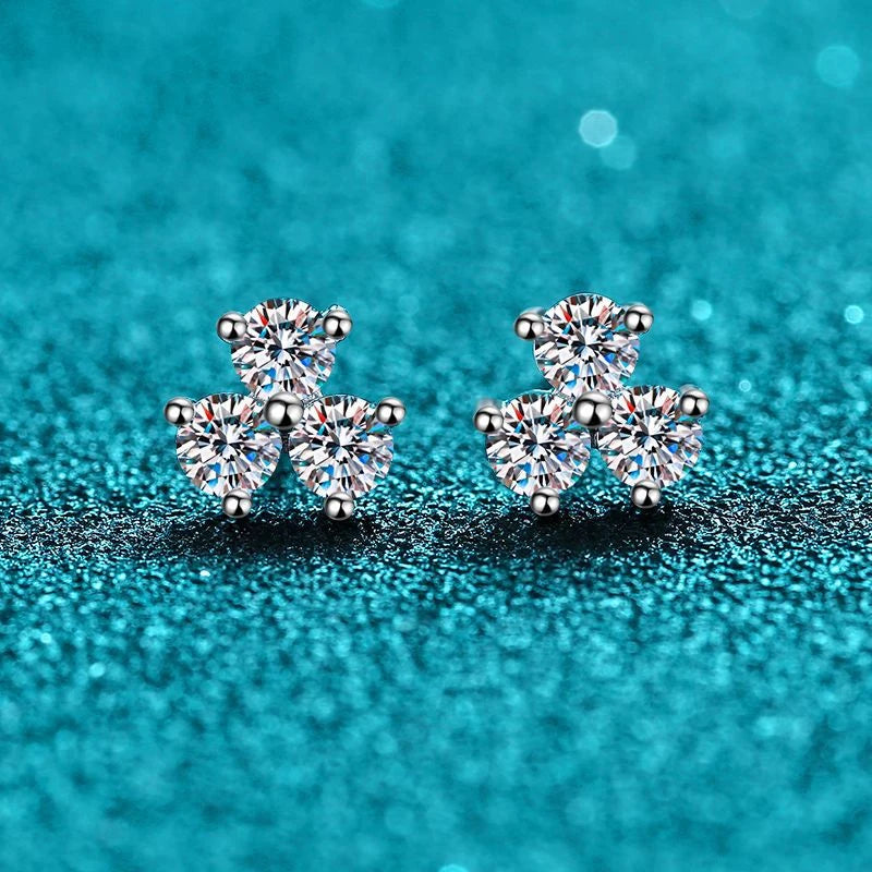 britannia tri-stone cascade moissanite earrings - oxford jewellery™